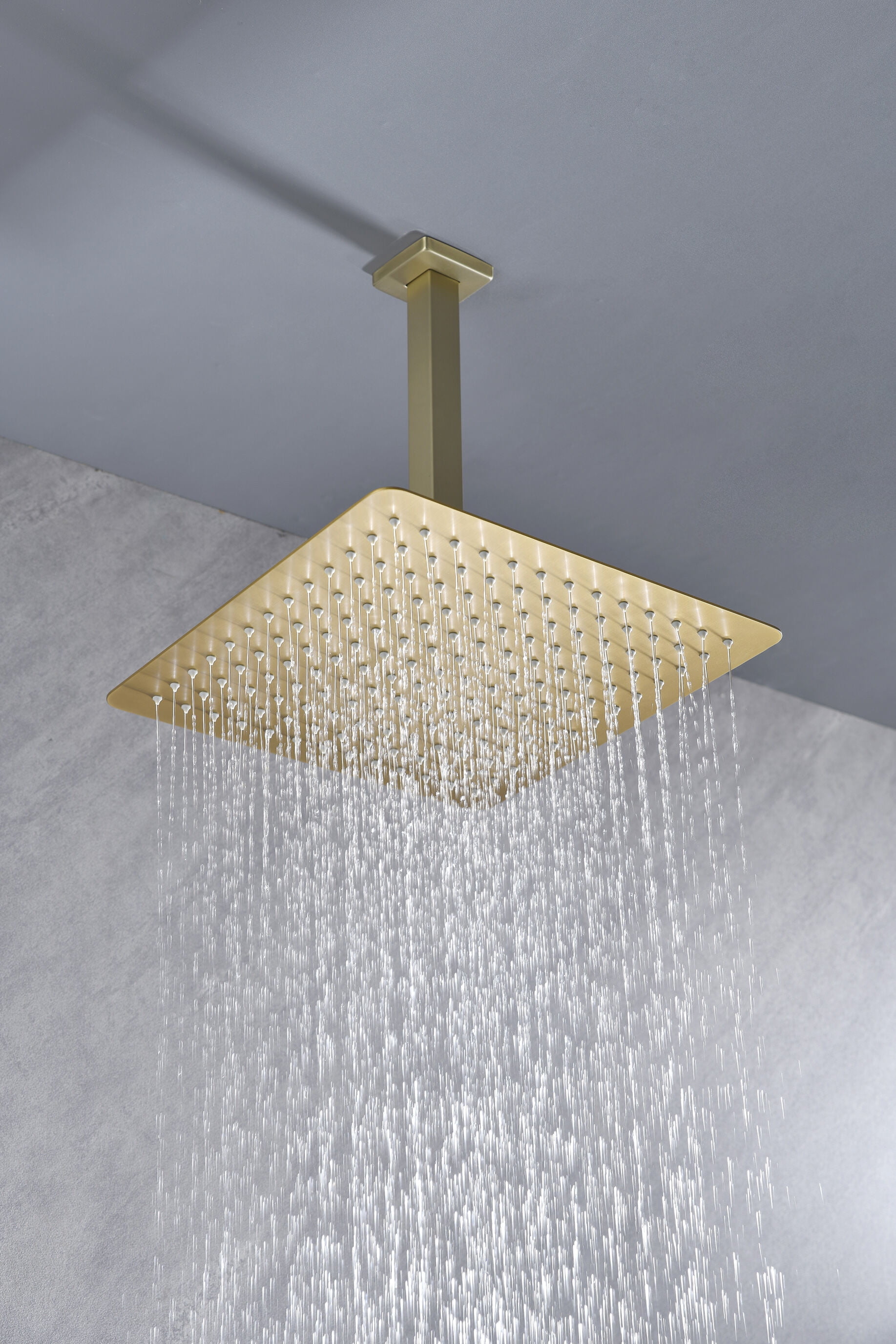 Freestanding Bathtub Faucet, Rain Shower Head High Pressure Rainfall Showerhead Water Saving, Brushed Gold Freestanding Tub Filler,Stainless Steel Standalone Tub Faucet