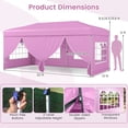 thumbnail image 3 of Gymax 10 X 20 FT Pop up Canopy Tent w/ 6 Sidewalls Wheeled Bag 6 Sandbags 10 Stakes Pink, 3 of 10