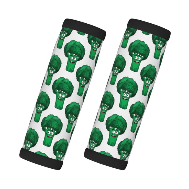 2 fundas para asas de equipaje: etiquetas identificadoras con brócoli verde sonriente, fundas para asas de equipaje, accesorios esenciales de viaje para equipaje de avión.