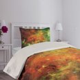 thumbnail image 4 of Ambesonne Nebula Quilted Coverlet 2 Pcs, Cosmos Space Planet, Twin Size, Orange Green, 4 of 5