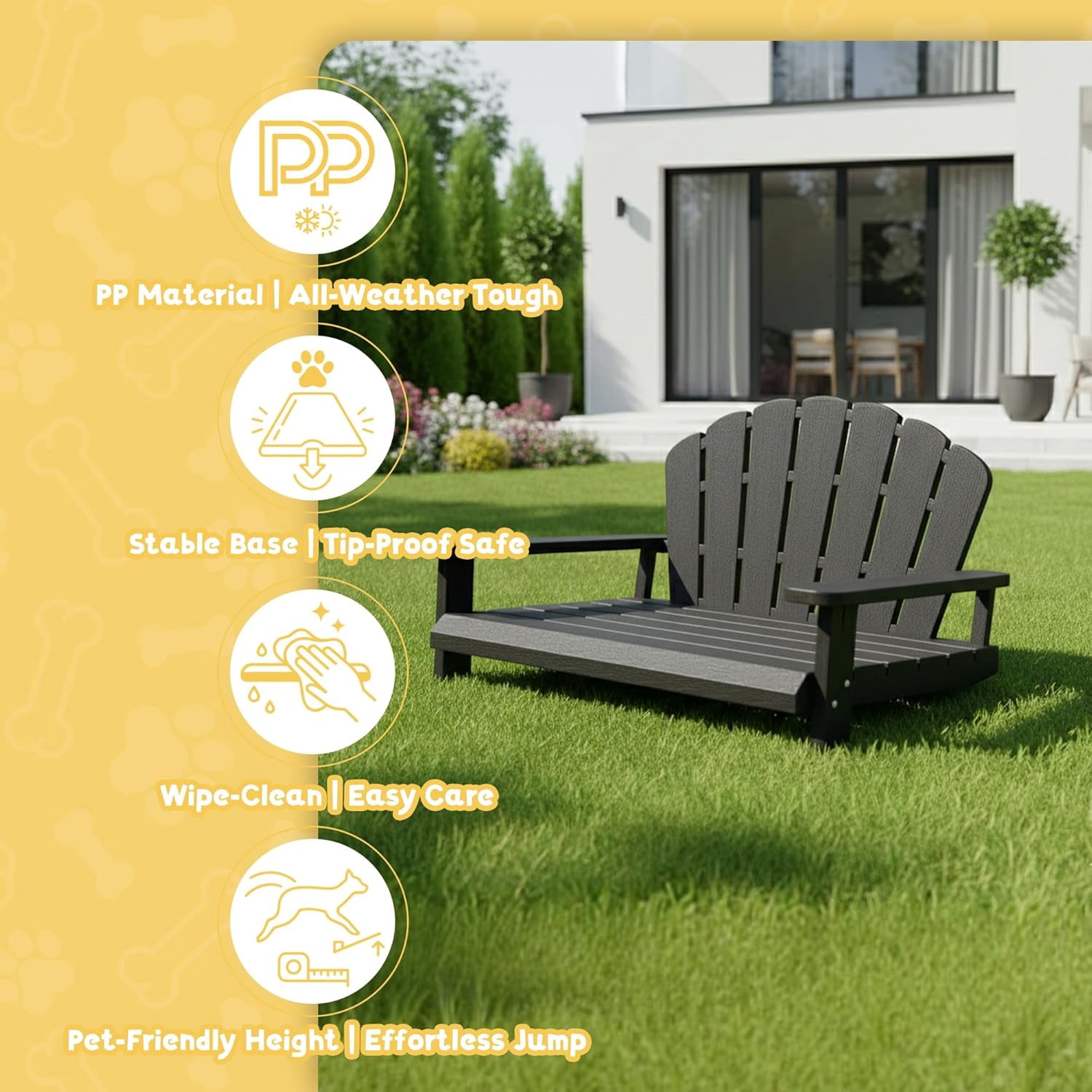 Dog Bed for Medium Size Dog, Chew Proof Dog Bed with Off-The-Ground & Waterproof & Indestructible Dog Couch for Small & Medium Dogs, Easy to Clean and Assemble Outdoor Dog Bed Sofa (Black)