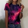 thumbnail image 2 of HXWCHs T-shirt Ajusté Femme Décontracté Imprimé Col Rond Manches Courtes Tunique pour Confort et Style Quotidiens S Violet Foncé, 2 of 4