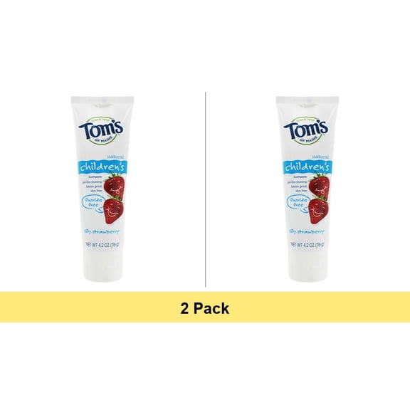 Tom's of Maine Kids Fluoride-Free Natural Toothpaste, Silly Strawberry, 5.1 oz. - 2 Pack