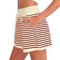 thumbnail image 4 of yardsong Womens Y2k Summer Shorts Striped High Waist Pajama Lounge Shorts Comfy Drawstring Pj Bottoms Sleep Shorts with Pockets Red,S, 4 of 5