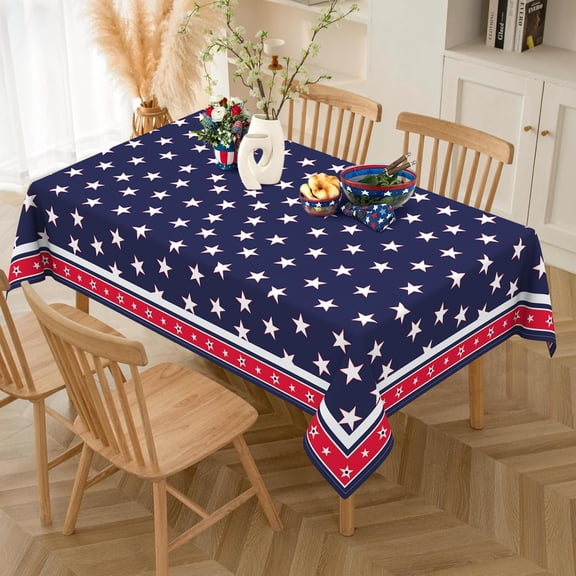 4th of July Patriotic Rectangular Tablecloth 60x120 Inch Waterproof Memorial Day Independence Day Tablecloth American Flag Washable Table Cloth for Party Picnic Dinner Home Decor