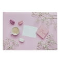 thumbnail image 1 of Colorful Cutting Board, A Cup of Coffee Image Along Macaroons Packaged Gift and Flowers on Table, Decorative Tempered Glass Cutting and Serving Board, in 3 Sizes, by Ambesonne, 1 of 2