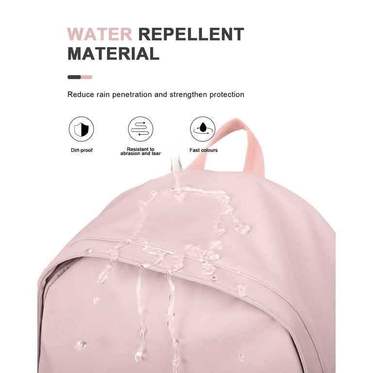 School Backpack Waterproof Pink Bookbag College Middle High School Bags For Boys Girls Lightweight Simple Travel Rucksack Casual Daypack Laptop