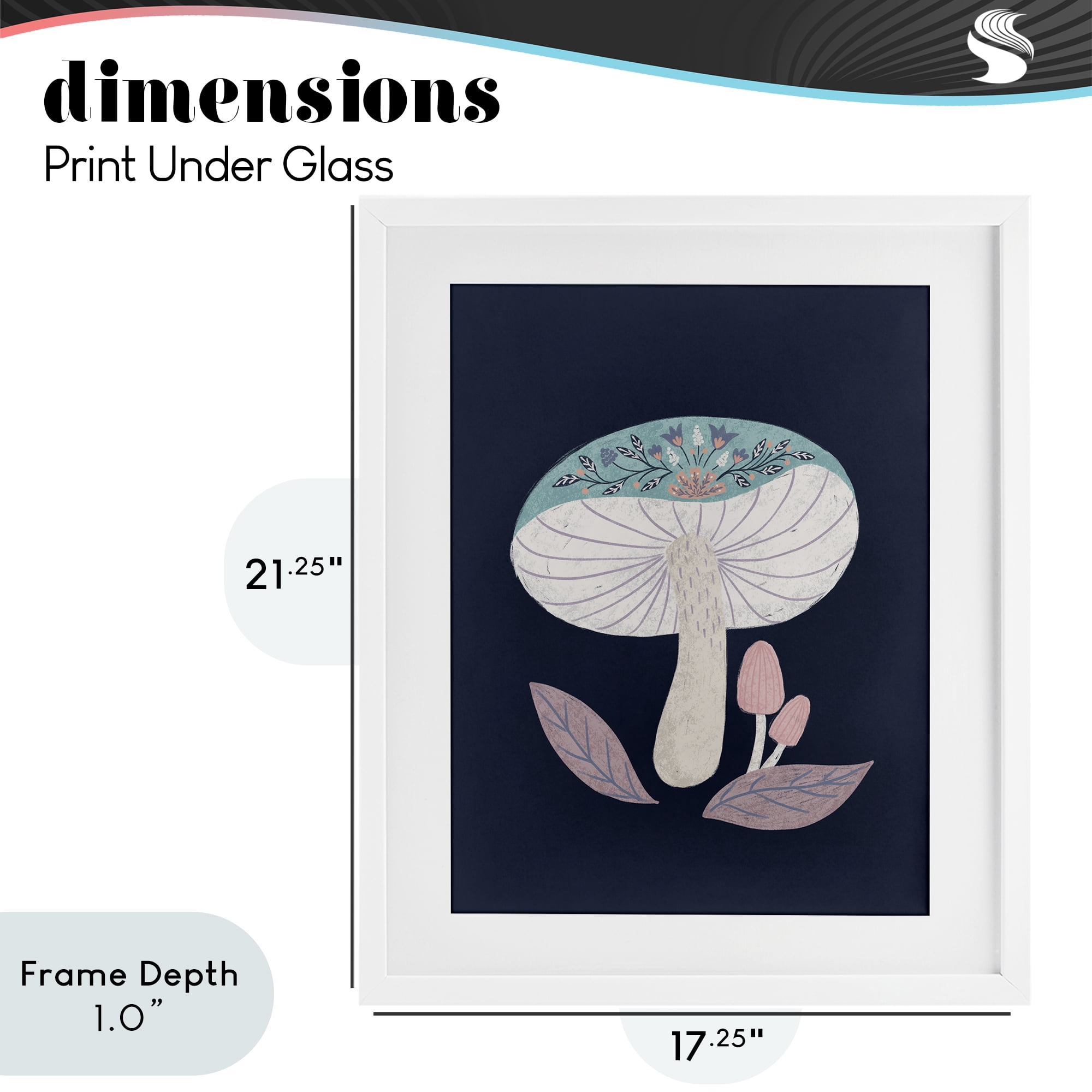 Stupell Industries Floral Cottage Mushroom White Framed Print Under Glass, design by Metka Hiti