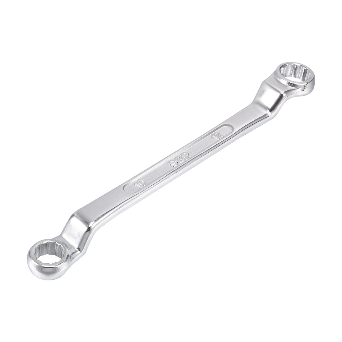 Cr-V 17mm x 19mm 12 Point Offset Double Box End Wrench Polished Finish 