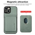 thumbnail image 3 of Cutyskin Carbon Fiber Texture PU Leather Case for iPhone 12, with Detachable Card Holder, Compatible Magsafe Charging, Ultra Thin Design Shockproof Phone Case for iPhone 12, Green, 3 of 12