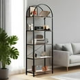 thumbnail image 3 of Memoryfield 5 Tier Arched Bookshelf, Industrial Open Back Bookcase, Modern Freestanding Display Shelving Unit Storage Rack with Metal Frame for Bedroom Living Room, Brown, 3 of 8