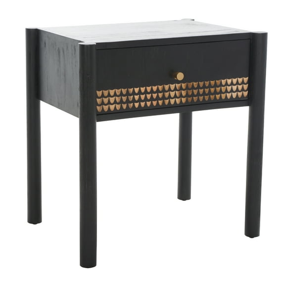 SAFAVIEH Errington 1 Drawer Nightstand, Black/Gold