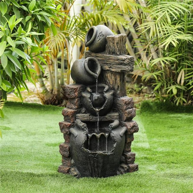 Luxen Maison Résine Rustique en Cascade Pots Fontaine Extérieure
