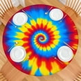 thumbnail image 2 of Colorful Tie Dye Mandala Pattern Round Fitted Tablecloth with Elastic Edge,Dining Table Cover Waterproof,Outdoor Round Tablecloth for Camping,Dining,Indoor and Outdoor, 2 of 7