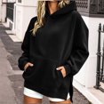 thumbnail image 2 of Kezqiaxn Women's Long Sleeve Hoodie with Pockets Fall Casual Side Slit Pullover Sweatshirt for Women Fashion Clothing Black S, 2 of 7