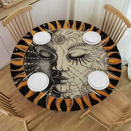 

BCIIG Psychedelic Art Round Table Cover Stain Resistant Washable Dining Wedding Parties 100% Polyester Fiber 54-58