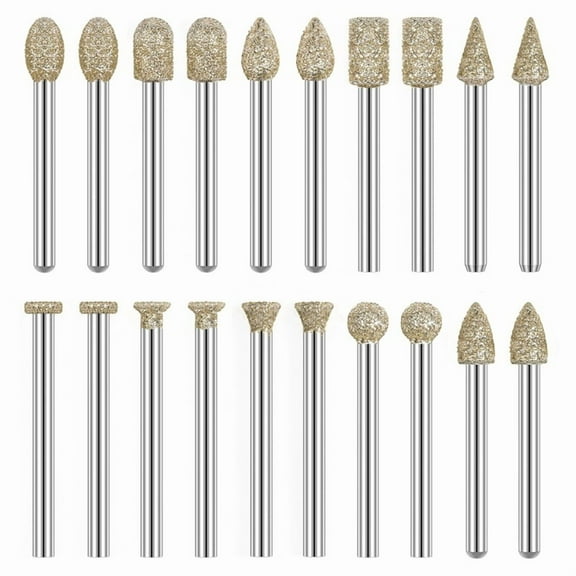 Rotary Tool Accessories Carving Tools 20Pcs Diamond 60 Grit 1/8 Inch Shank Glass EtchingKit Engraving Pen for Metal,Wood