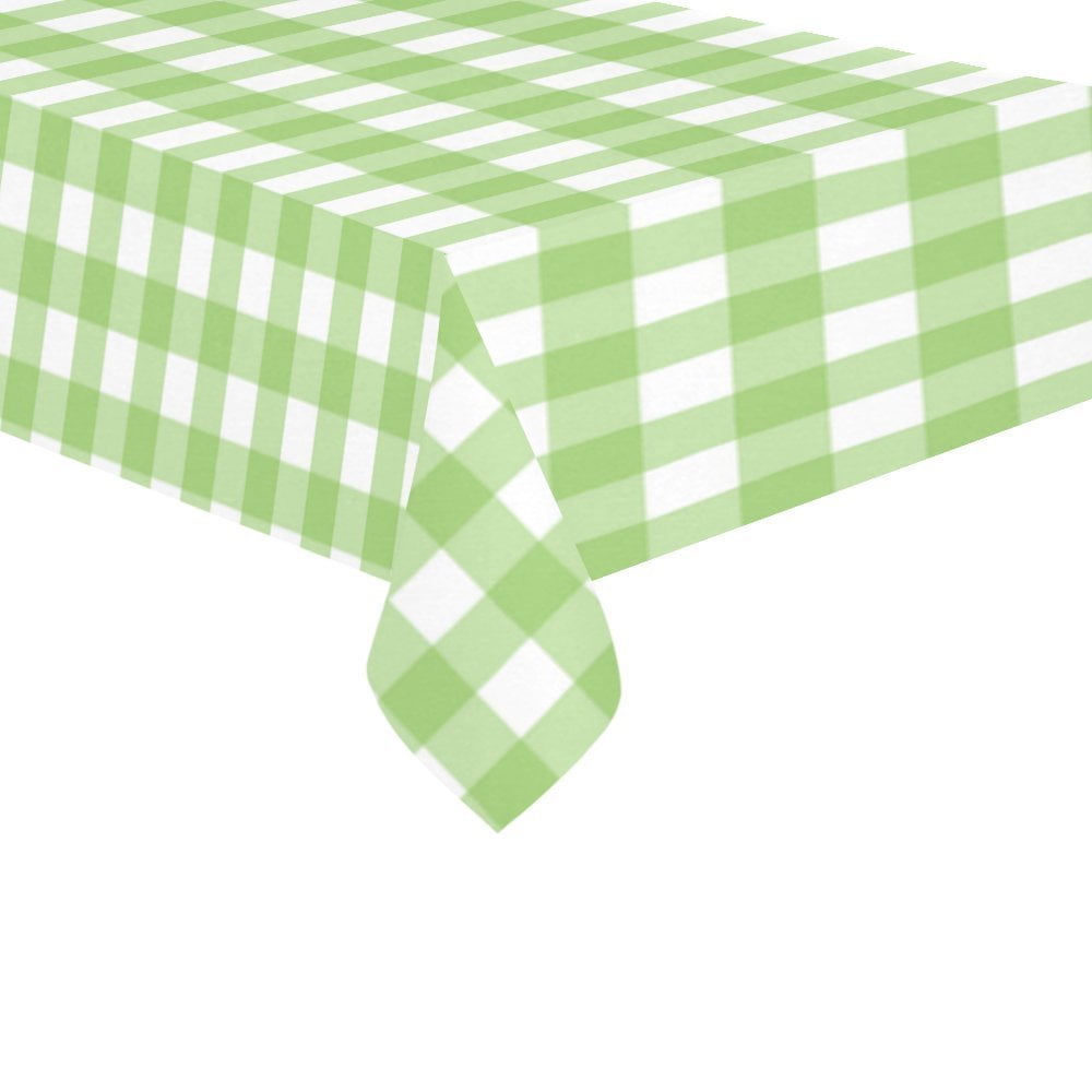 MYPOP Lime Green Check Tablecloth 60x104 Inches, Green White Gingham