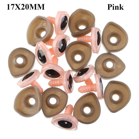 10pcs 2 colors Accessories Puppet Making Animal Toys Funny Eyelash Eyes DIY Craft Eyes Doll Safety Eyes Dinosaur Eye PINK 17X20MM