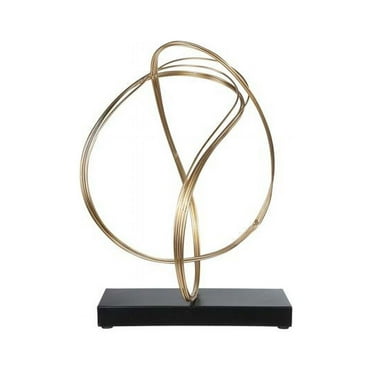 Homestock Modern Marvel Metal Ornament Table Decor In Tangled Design On Black Rectangular Base