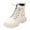 White, variant on Tfken Boots For Girls Size 4-4.5 Years Solid Color Flat Toe Zip-Up Ankle-High Warm Fleece Black Dress Boots