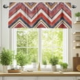 thumbnail image 2 of Northern Europe Valances for Windows, 54 x 18in, Red Geometric Wave Stripes Rod Pocket Kitchen Valance Curtain Light Filtering Window Treatments for Living Room Bedroom, 1 Panel, 2 of 7