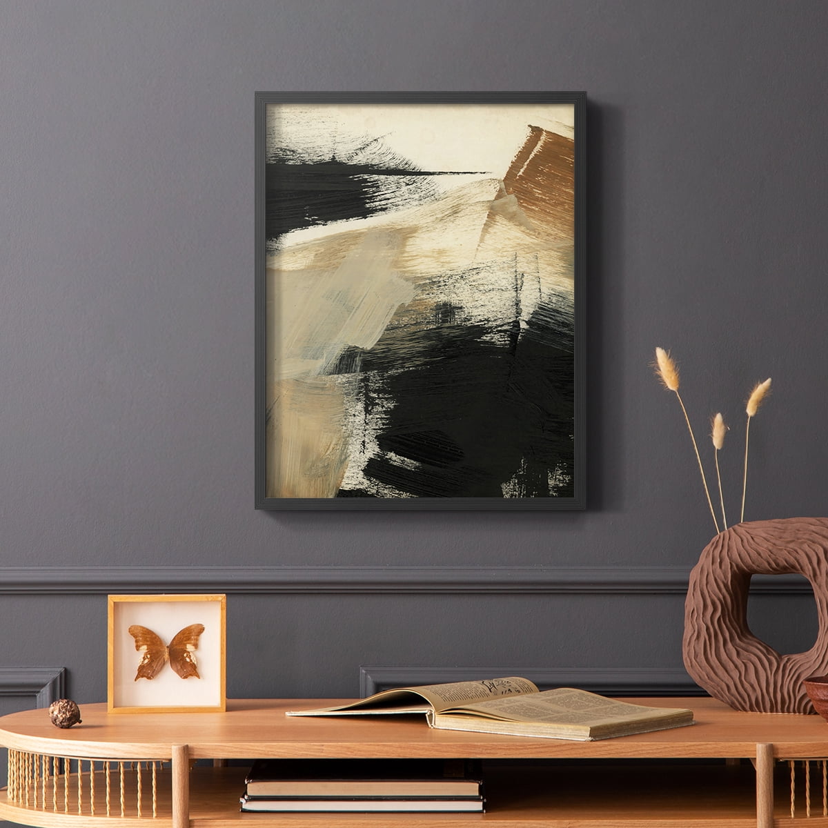Baked Paintstrokes III Framed Print in Black Solid Wood Framed Print No Nail Hanging