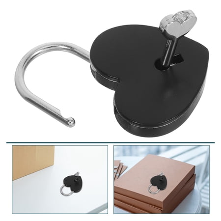 DEEPCRAFF 2Pcs Metal Heart Shaped Padlocks Black Travel Locks for Personal Items
