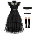 thumbnail image 1 of Disfraz de Halloween Wednesday Addams para niña, Vestidos para niña, Vestidos de fiesta de malla, disfraces de carnaval, ropa para niño XS Gao Jinjia LED, 1 of 2