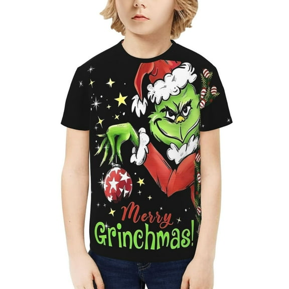 The Grinch Kids T-Shirt 3D Printed Graphic T-Shirts Boys and Girls Short Sleeve Shirts for Youth Kids X-Small