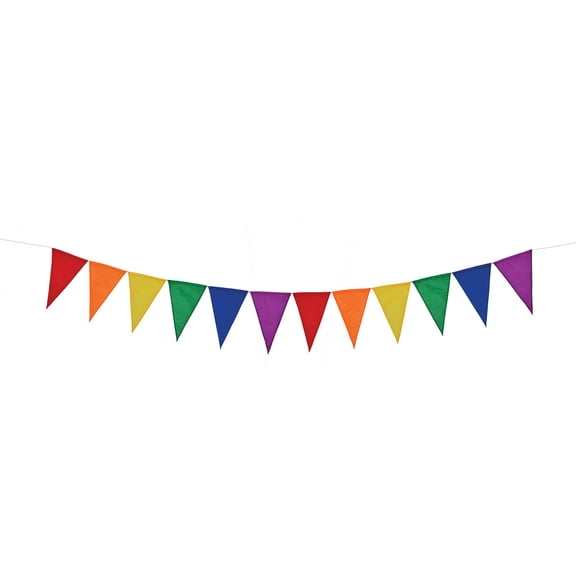 In the Breeze 4874 — Rainbow Pennant String, 8-feet — Colorful Party Decoration