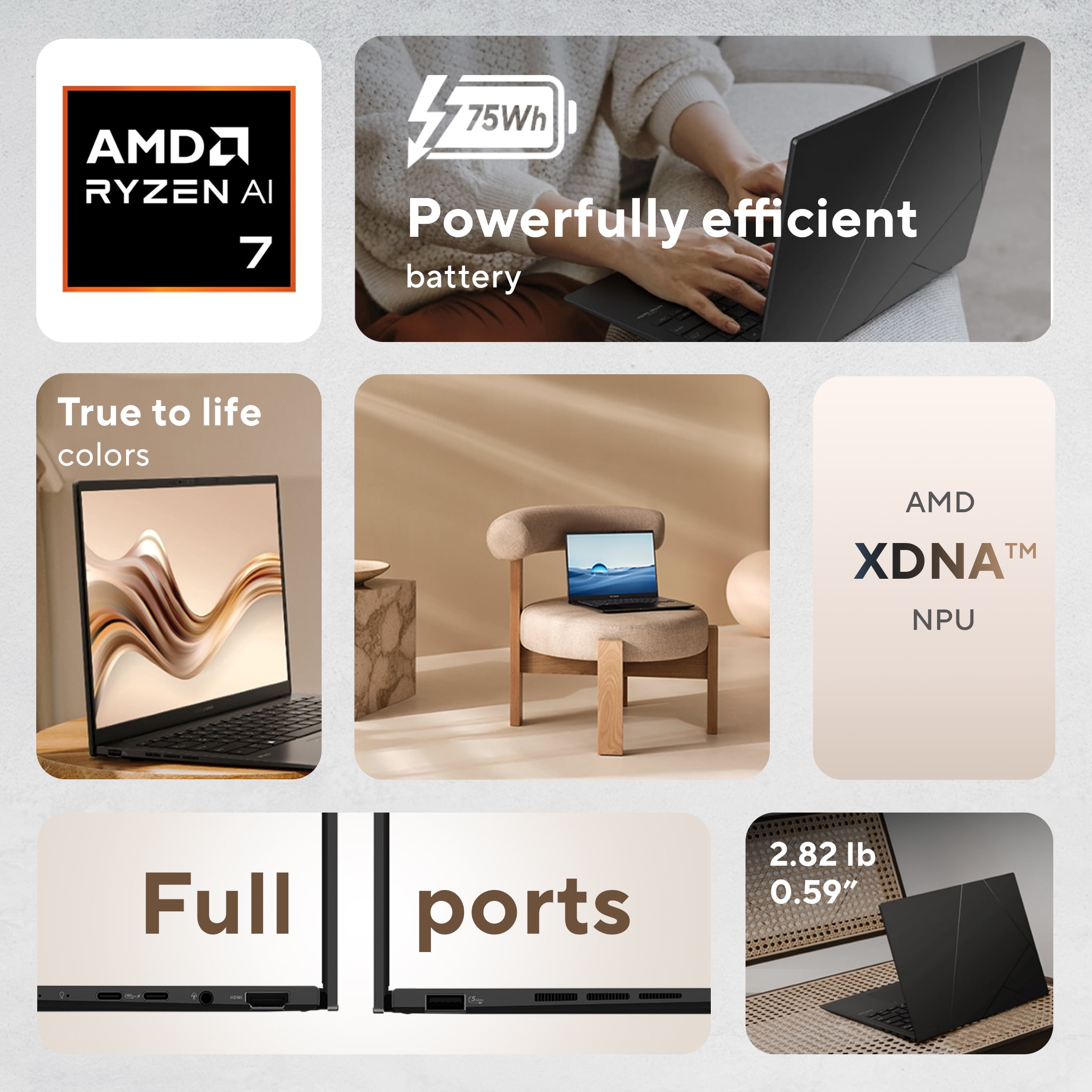 ASUS Zenbook 14 inch OLED WUXGA Touch Windows Laptop AMD Ryzen AI7 32GB RAM 1TB SSD Jade Black