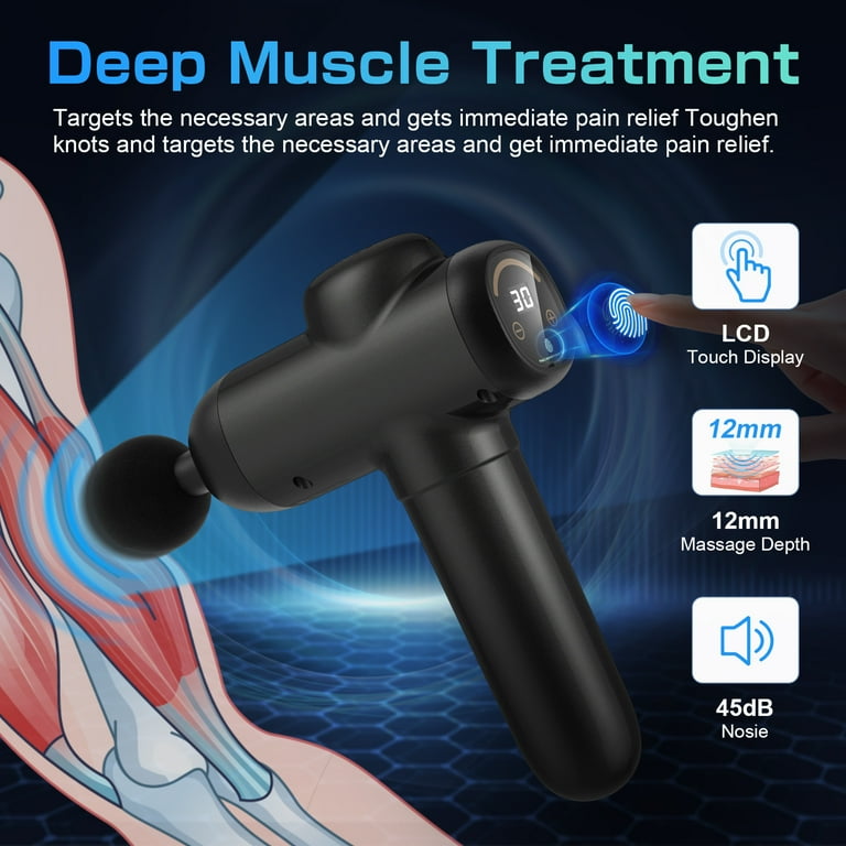 WELTEAYO Massage Gun, Deep Tissue Muscle Massager, Quiet, Heads