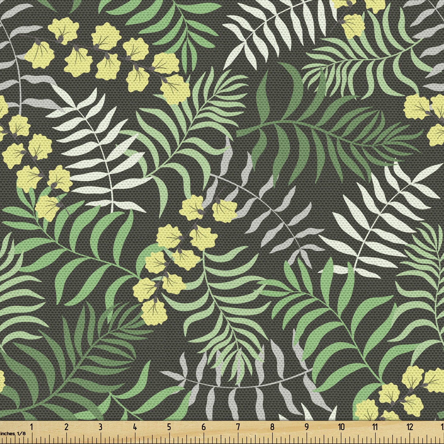 Botanical Fabric by the Yard, Tropical Flowers Flourishing in Jungle Fern Leaf Nature Growth Art Deco, Upholstery Fabric for Dining Chairs Home Decor Accents, Jade Green by Ambesonne - Walmart.com