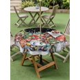 thumbnail image 3 of Outdoor Tablecloth with Umbrella Hole and Zipper, Black Christmas Gnomes Round Table Cloth 60 Inch Waterproof Tablecloth, Xmas Winter Forest Pine Tree Picnic Table Cover for Patio Camping, 3 of 7