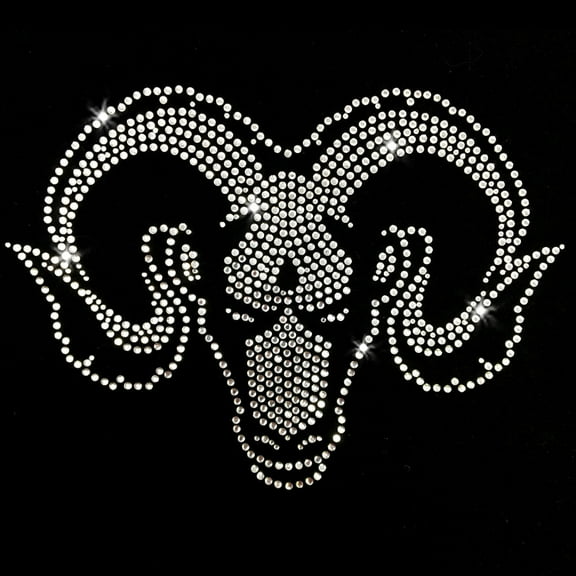Ram Head Iron-on Clear Rhinestone Transfer by JCS Rhinestones