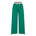 thumbnail image 5 of ZHUGeLI Women's Straight Leg Cargo Pants Casual Low Rise Elastic Drawstring Parachute Pants with Pockets, 5 of 9