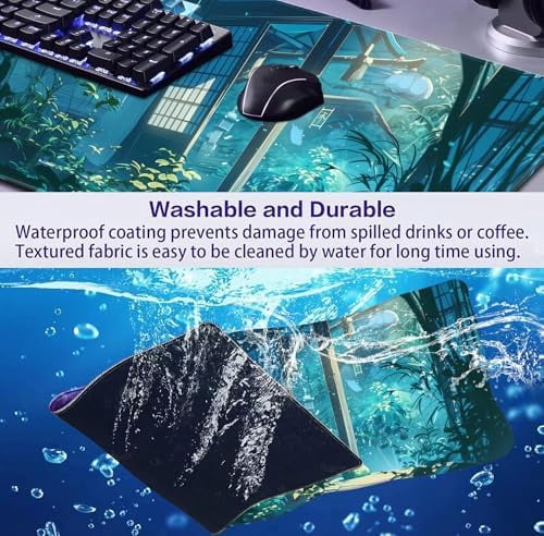 Anime Tropical Plants XL Extended Game Keyboard Pad, Women's Office Decoration Laptop Keyboard Pad 35.4 x 15.7 x 0.12 Inches
