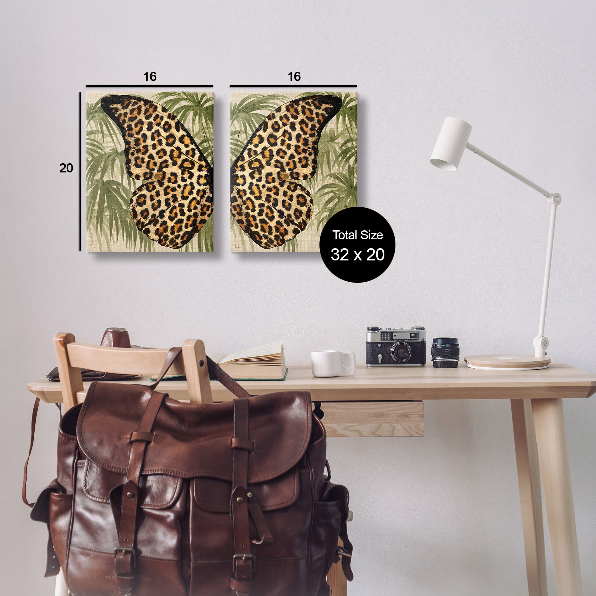 Stupell Industries Cheetah Butterfly Wings Animals & Insects Painting Gallery Wrapped Canvas Art Print Wall Art, 16 x 20, Set of 2