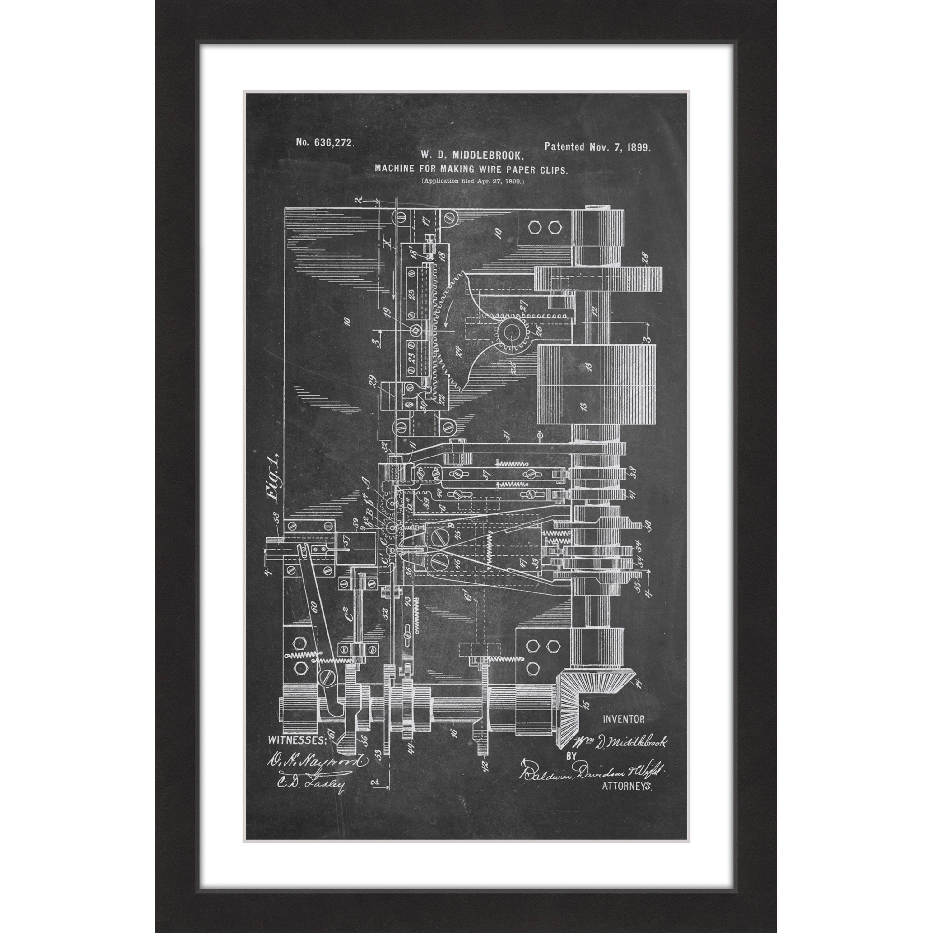 Marmont Hill - "Paper Clip 1899 Chalk" by Steve King Framed Painting Print