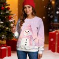 thumbnail image 5 of Women Tops Women's Long Sleeve Sweatshirt Casual Crewneck Loose Fit Pullover Fleece Tops with Christmas Print for Fashionable Holiday Outfits,Pink,XL, 5 of 6