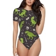 thumbnail image 1 of Balery Dinosaur Skeleton Body de cuello redondo de manga corta para mujer Tops de manga corta Tops básicos-Medium, 1 of 7