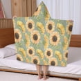 thumbnail image 5 of Green Sunflower Pattern Hooded Bath Towel，50"x30" for Ages 3 To 12 Kids, Quick Dry Lightweight Soft Microfiber Hood Beach Towel Cover Up for Kids, 5 of 7