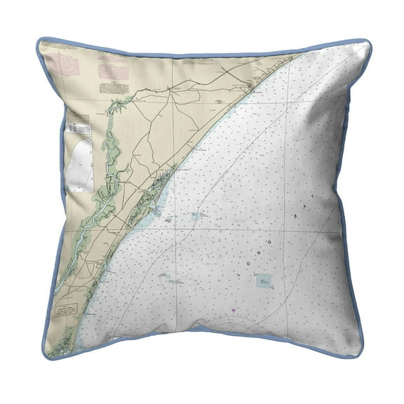 Betsy Drake Interiors Pawleys Island, SC Nautical Map Large Corded Indoor/Outdoor Pillow 16x20