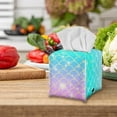 thumbnail image 5 of POLERO Waterproof Tissue Box Cover Square with Bling Mermaid Scale, Leather Tissue Box Holders ,Facial Paper Organizer Dispenser for Bathroom, Car, Office, 5.1"X5.1"X5.5", 5 of 7