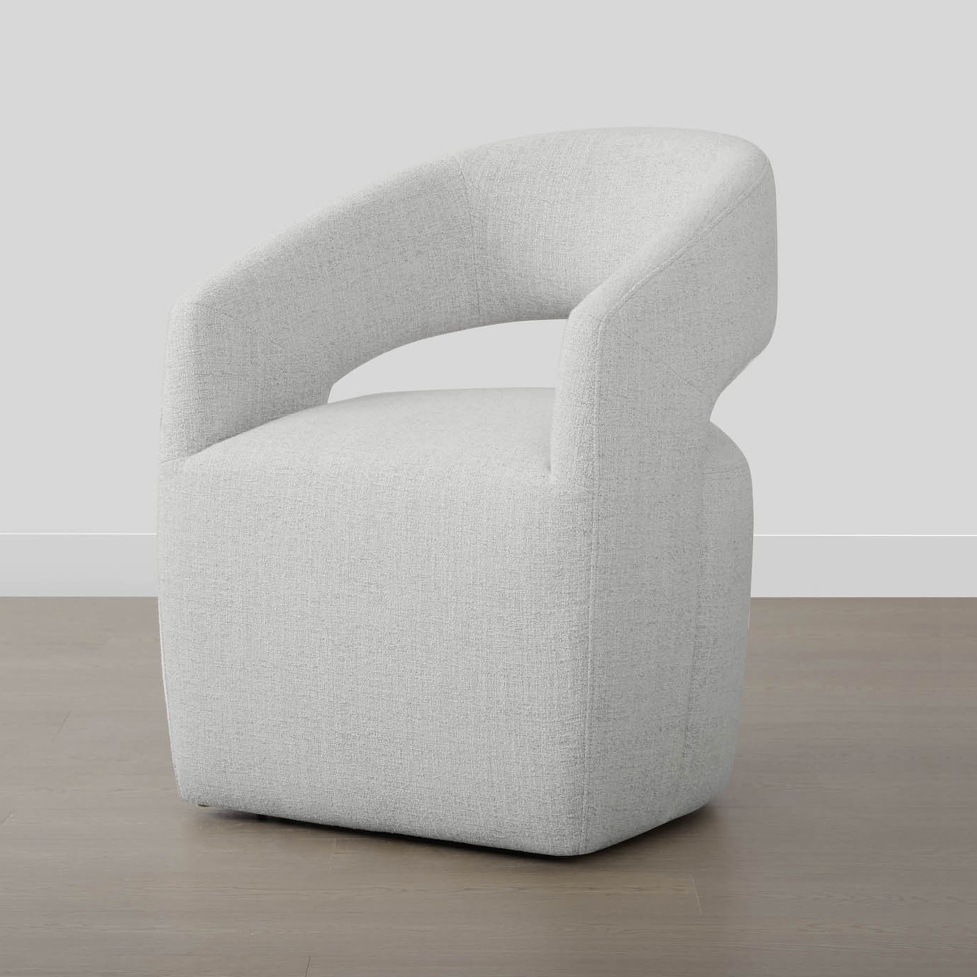 Spruce & Spring Barrel-Style Dining Chair with Upholstered Seat and Casters No Assembly Single, Cloud(Multi-colored)-Fabric