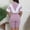 Purple, variant on NMMUED Two Piece Short Set for Women Sweat Suit Workout Sets for Women Sweatshirt and Shorts Set Crop Zipper Sweatshirt and Shorts Tracksuit Set, Black L