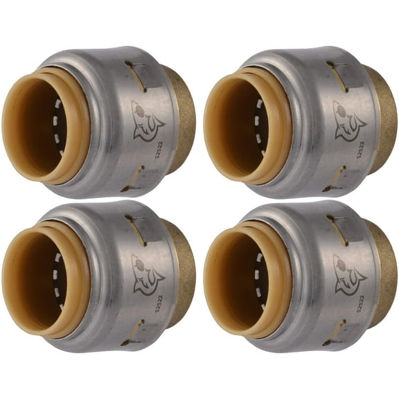 SharkBite Max 1/2 Inch Push Cap, Pack of 4, Push to Connect Brass Plumbing Fitting, PEX Pipe, Copper, CPVC, PE-RT, HDPE, UR514A4