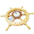 thumbnail image 2 of Nagina International 24" Premium Pine Wood Nautical Ship Wheel with Brass Heavy 8" Quartz Clock - Home Decor, 2 of 6