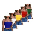 thumbnail image 2 of Lovskoo Womens 5 Pack Tube Tops Crop Tops Going Out Strapless Basic Backless Bandeau Bra Summer Outfits 2024 Y2K Clothes Blue + White + Yellow + Red + Green, 2 of 6